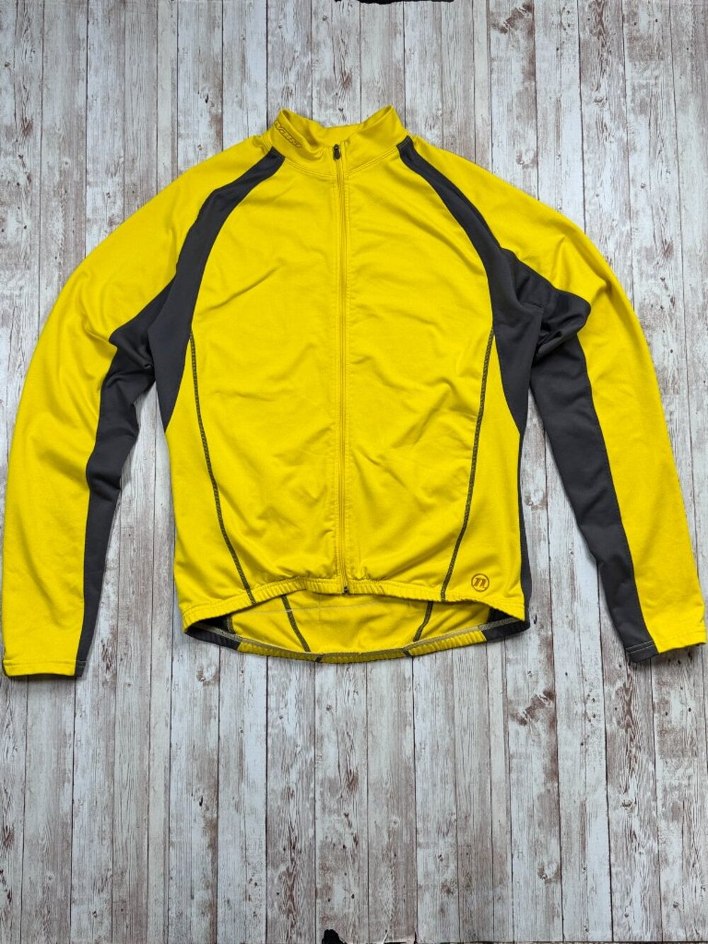 Novara Men's Biking Jersey Jacket sz Medium Full Zip Yellow Cycling Long Sleeve
